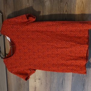 Burnt orange market and spruce blouse M